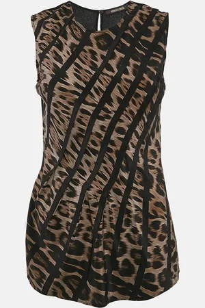Roberto Cavalli Leopard Print Silk Sleeveless Top S