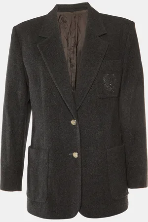 Burberry Vintage Charcoal Grey Wool & Cashmere Button Front Blazer M