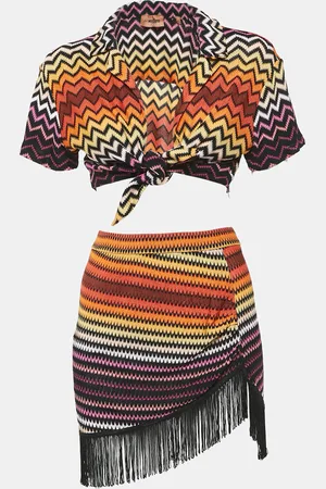 Missoni Chevron Knit Tassels Detail Skirt Set S