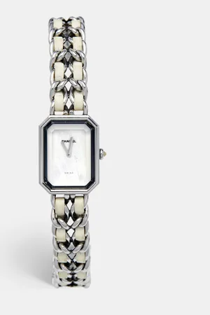 CHANEL Mother of Pearl Stainless Steel Leather Premiere H1639 Women