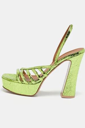 MALONE SOULIERS Croc Embossed Leather Mila Platform Ankle Strap Sandals Size 39