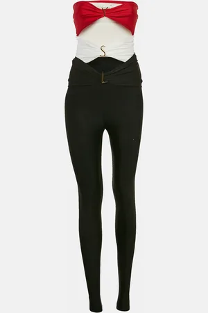 Saint Laurent Saint Laurent /Red Jersey Cut-Out Strapless Jumpsuit One Size