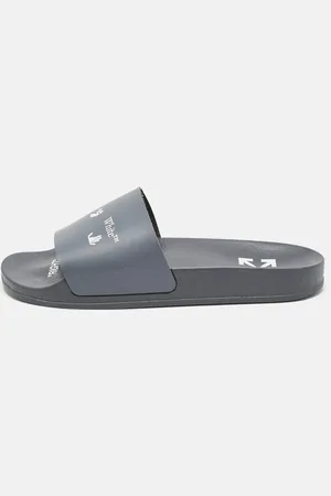 OFF-WHITE Leather Logo Pool Slide Flats Size 40