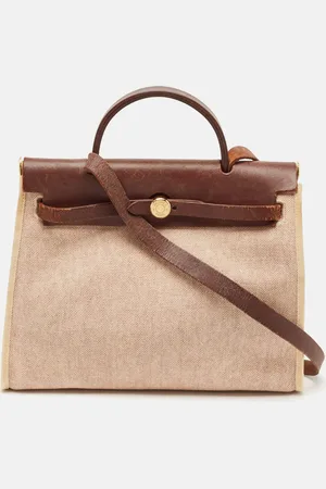 Hermès Hermès Marron Fonce Toile Canvas and Leather Herbag 31 Bag