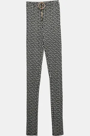 Balmain Black Patterned Knit Leggings S