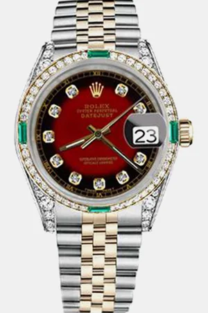 Rolex Customised Vignette Diamond 18K Yellow Gold Stainless Steel Datejust 16013 Automatic Men