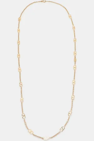 VALENTINO Tone Metal V Logo Long Necklace