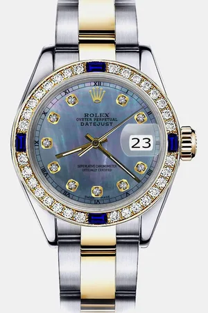 Rolex Customised Black MOP Diamond Stainless Steel Datejust 179173 Automatic Women