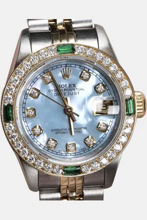 Rolex Customised Diamond 18K Yellow Gold Datejust 69173 Automatic Women