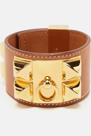 Hermès Hermès Collier De Chien Leather Gold Plated Metal Bracelet