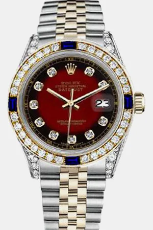 Rolex Customised Vignette Diamond 18K Yellow Gold Stainless Steel Datejust 16013 Automatic Men