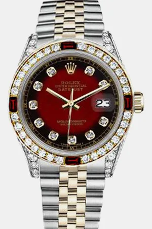 Rolex Customised Vignette Diamond 18K Yellow Gold Stainless Steel Datejust 16013 Automatic Men