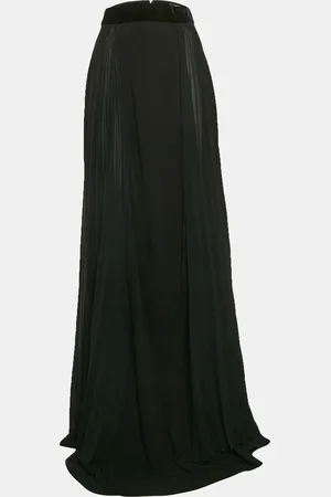 Roberto Cavalli Jersey and Chiffon Pleated Maxi Skirt L