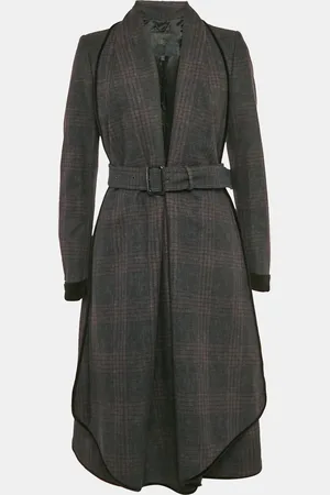 Burberry Burberry Black/ Checks Wool Blend Coat S