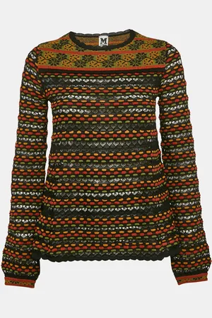M Missoni /Orange Pointelle Knit Long Sleeve Knit Top S