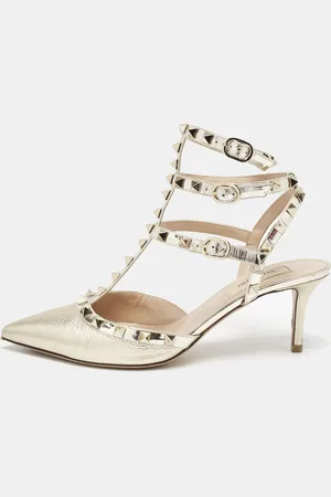 VALENTINO Patent and Leather Rockstud Ankle Strap Pumps Size 37.5