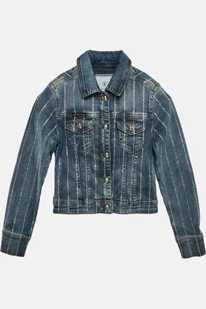 Philipp Plein Junior Studded Denim Button Front Shelly Jacket 6 Yrs