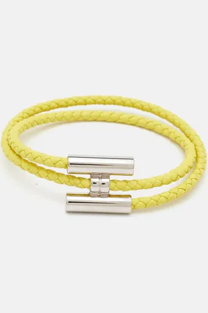 Hermès Hermès Tournis Tresse Leather Palladium Plated Bracelet