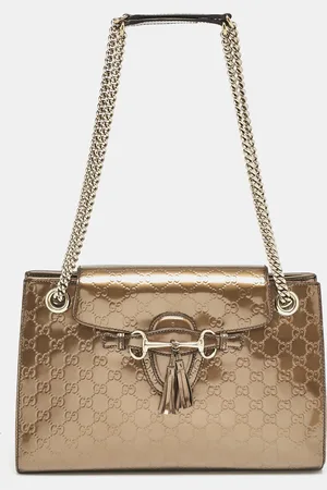 Gucci Ssima Patent Leather Large Emily Chain Shoulder Bag