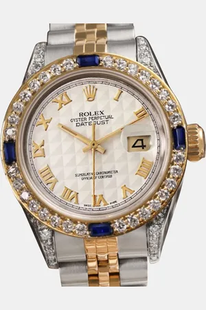 Rolex Customised Diamond 18K Yellow Gold Stainless Steel Datejust 69173 Automatic Women