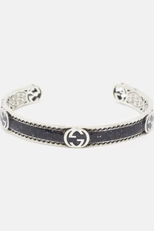 Gucci Interlocking GG Enamel Sterling Cuff Bracelet 17
