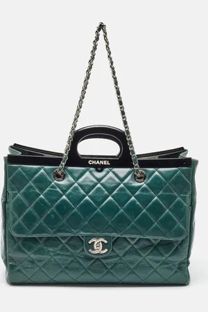 CHANEL Dark Quilted Leather CC Delivery Bag