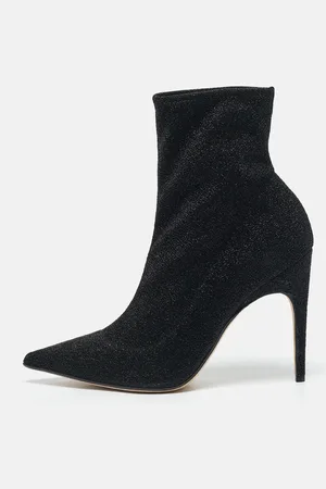 Sergio Rossi Lurex Fabric Sock Ankle Length Boots Size 39