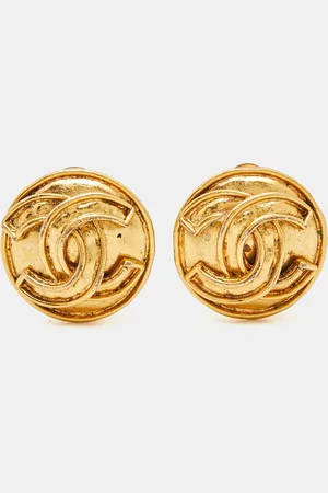 CHANEL CC Round Tone Earrings