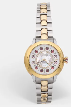 Fendi Mother of Pearl Diamond Topaz Two-Tone Stainless Steel IShine F121124500T01 Women