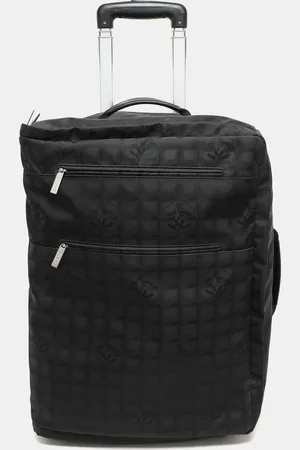 CHANEL Nylon Travel Ligne 2 Wheeled Trolley Rolling Luggage