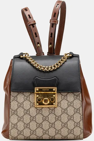 Gucci Beige/ GG Supreme Padlock Backpack Bag