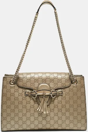 Gucci Metallic ssima Leather Large Emily Chain Shoulder Bag