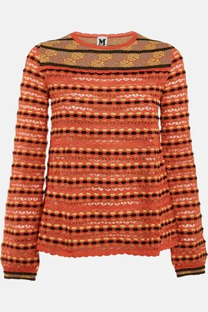M Missoni Multicolor Patterned Wool Blend Long Sleeve Knit Top S