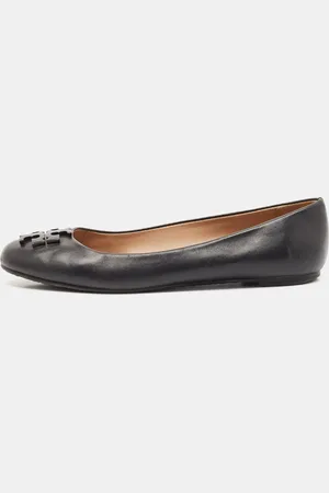 Tory Burch Leather Logo Lowell Ballet Flats Size 37.5