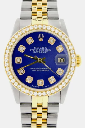 Rolex Custom Diamond 18K Yellow Gold Stainless Steel Datejust Automatic Women