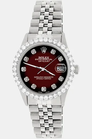 Rolex Custom Maroon Vignette 3.05CT Diamond Stainless Steel Datejust Automatic Men