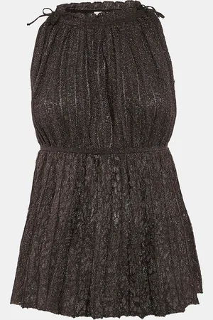 M Missoni Black/ Lurex Knit Pleat Detail Sleeveless Top S
