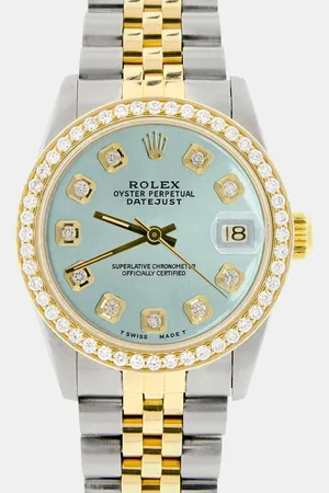 Rolex Custom Diamond 18K Yellow Gold Stainless Steel Datejust Automatic Women