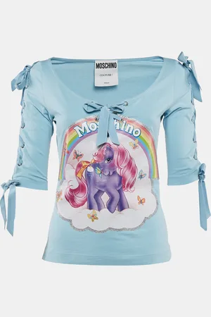 Moschino Little Pony Print Jersey Lace-Up Top S