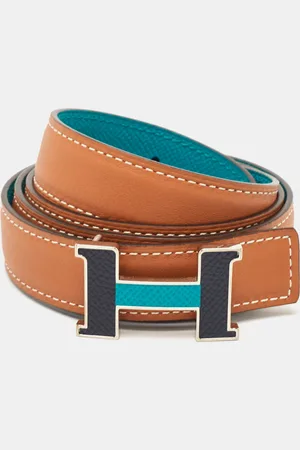 Hermès Hermès Vert Verone/Gold Epsom and Swift Leather Constance H Reversible Slim Belt 90 CM