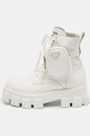 Prada Leather and Nylon Monolith Combat Boots Size 38.5
