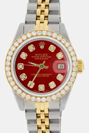 Rolex Custom Diamond 18K Yellow Gold Stainless Steel Datejust Automatic Women