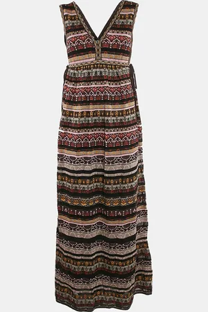 M Missoni /Pink Stripe Lurex Knit Sleeveless Maxi Dress S