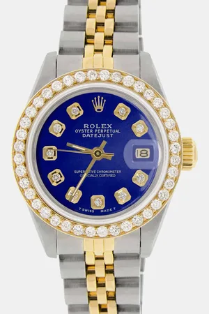 Rolex Custom Diamond 18K Yellow Gold Stainless Steel Datejust Automatic Women