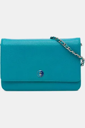 CHANEL Aqua Caviar Bicolor CC Wallet On Chain Bag
