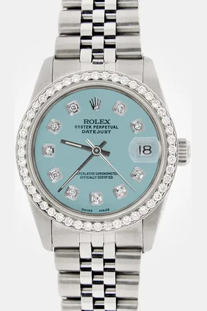 Rolex Custom Ice Diamond Stainless Steel Datejust Automatic Women