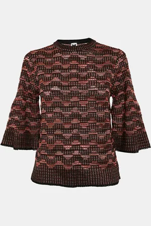M Missoni Black/ Pinhole Pattern Knit Sweater Top S