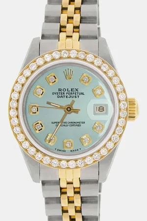 Rolex Custom Pastel Diamond 18K Yellow Gold Stainless Steel Datejust Automatic Women