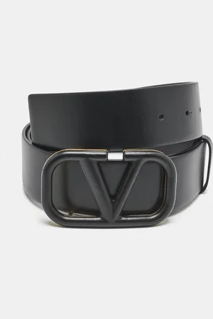 VALENTINO Leather VLogo Reversible Buckle Belt 75CM