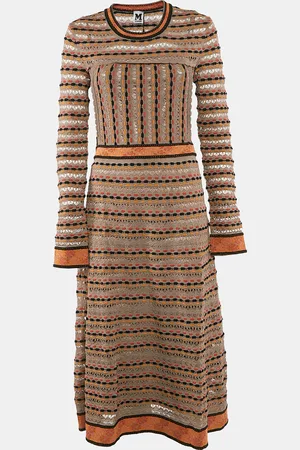 M Missoni /Black Patterned Knit Long Sleeve Midi Dress M